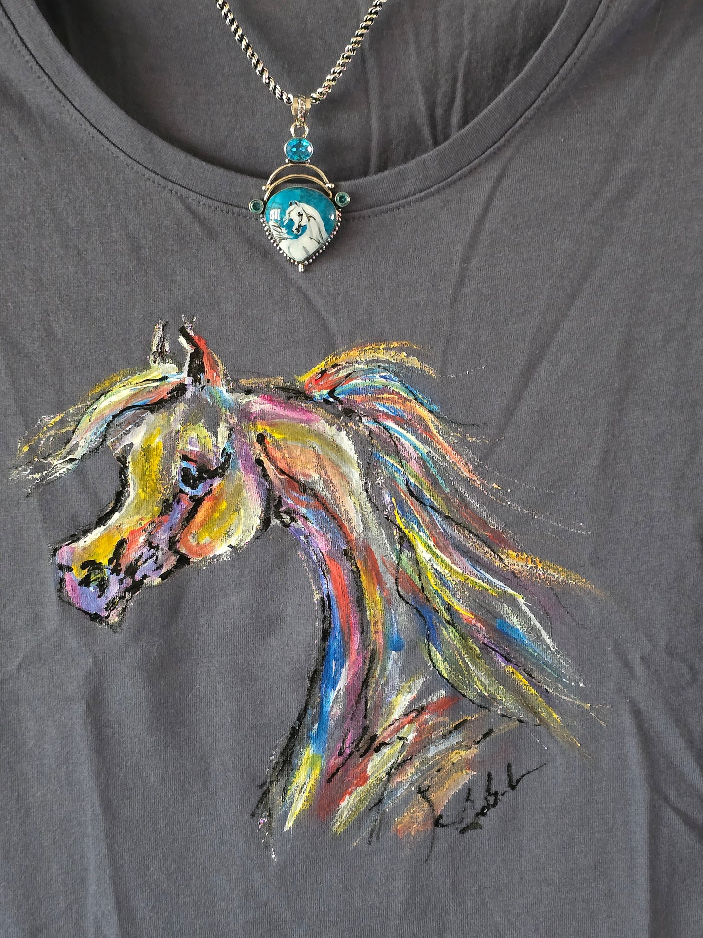 Hand-Painted Arabian Horse T-Shirt — Original Wearable Art