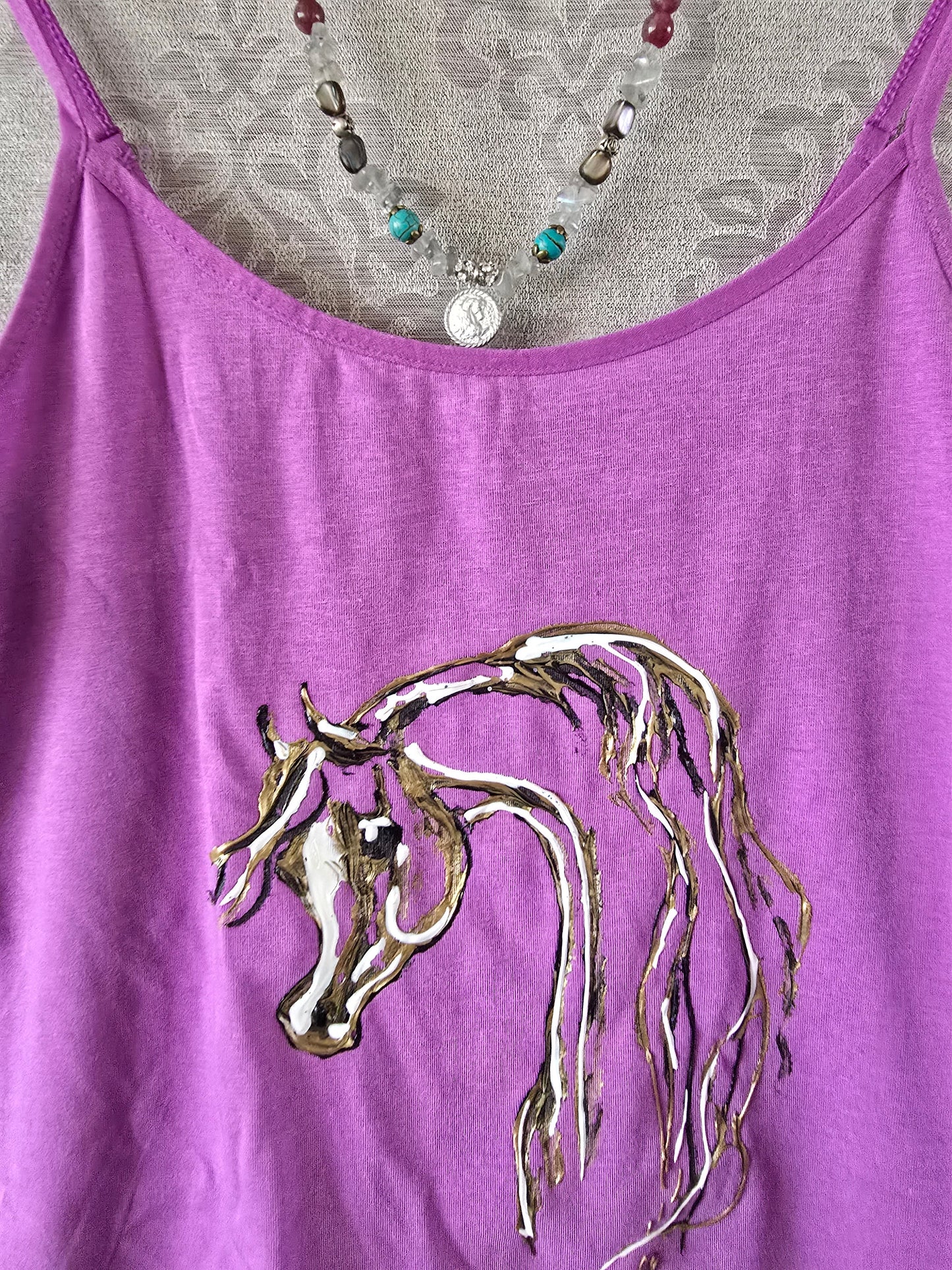 Hand-Painted Arabian Horse Cami — Original Wearable Art
