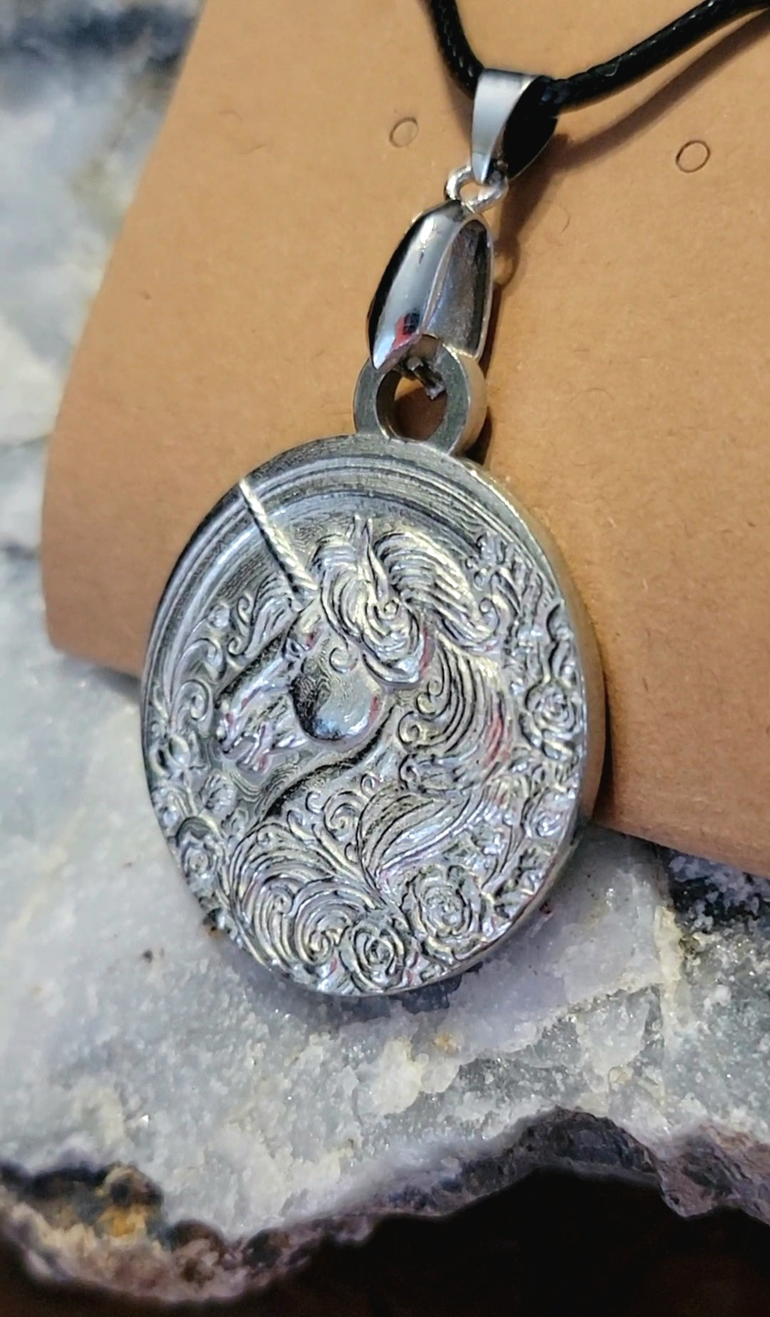 Pewter Unicorn Pendant Necklace Horse jewelry