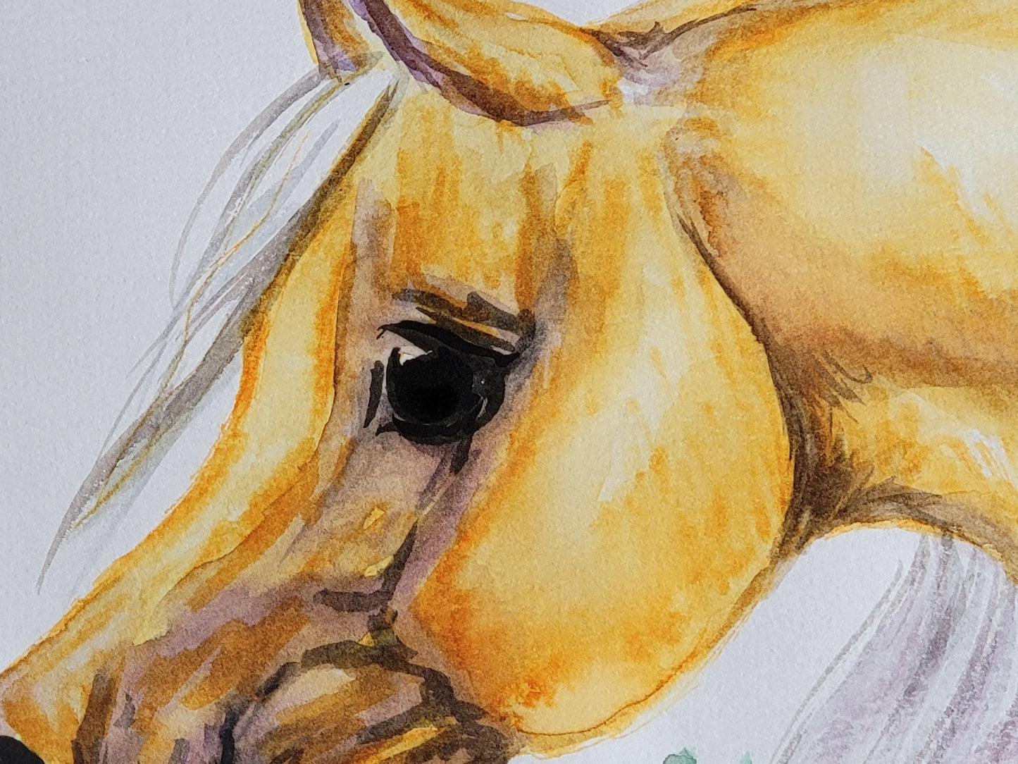 Palomino Horse Original Watercolor Painting 9x12"