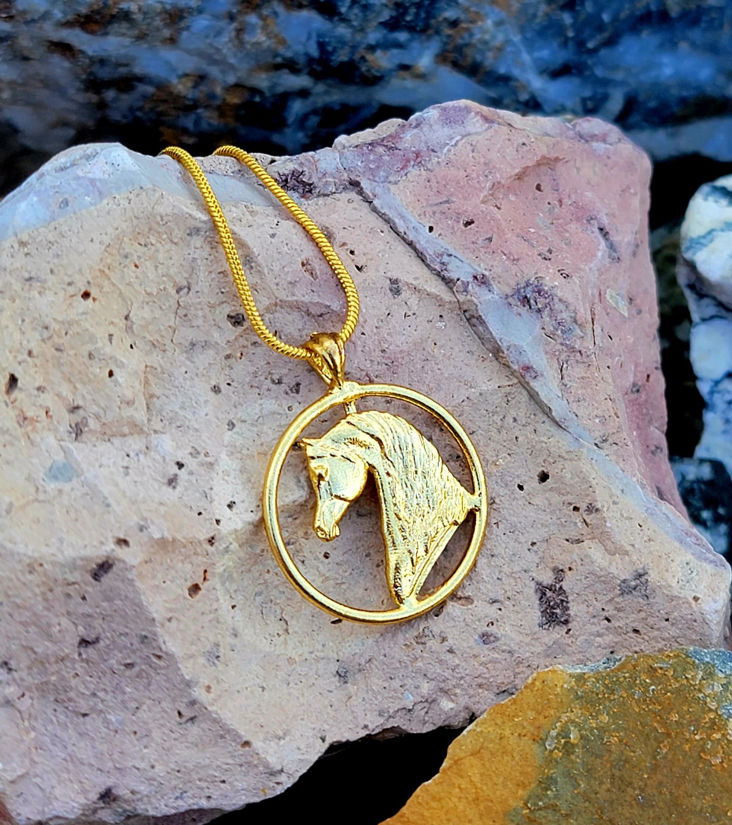 Arabian Horse Pendant – 18K Gold Over Brass