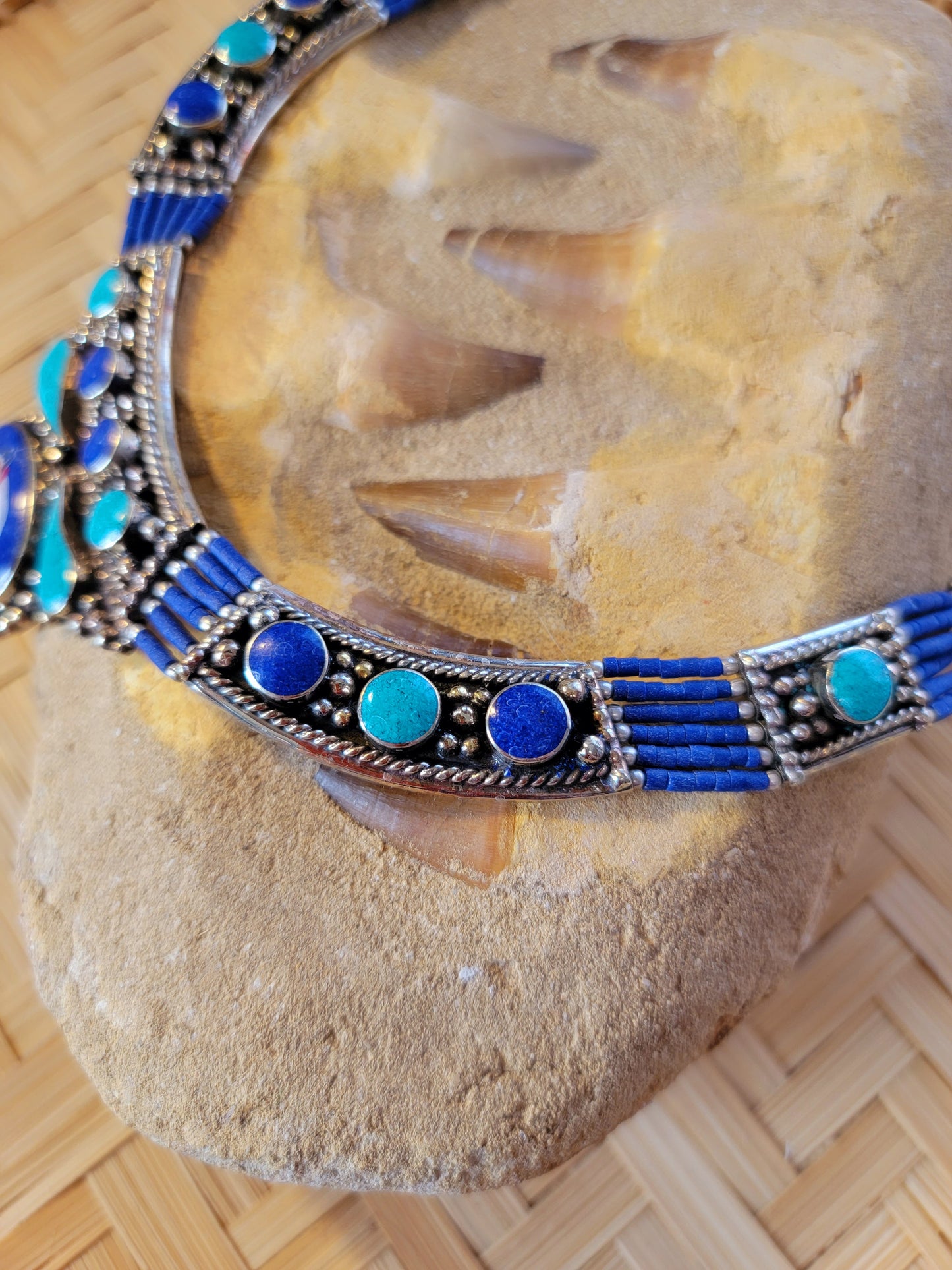 Sterling Silver Bedouin tribal Necklace Hand Painted Arabian Horse