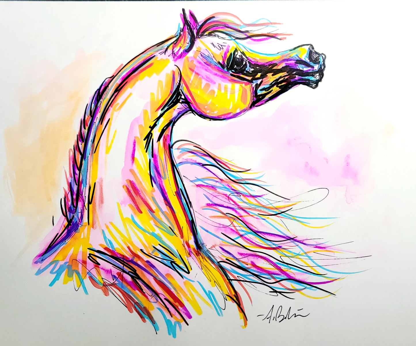 Arabian Horse — Original 9x12" Multimedia Painting