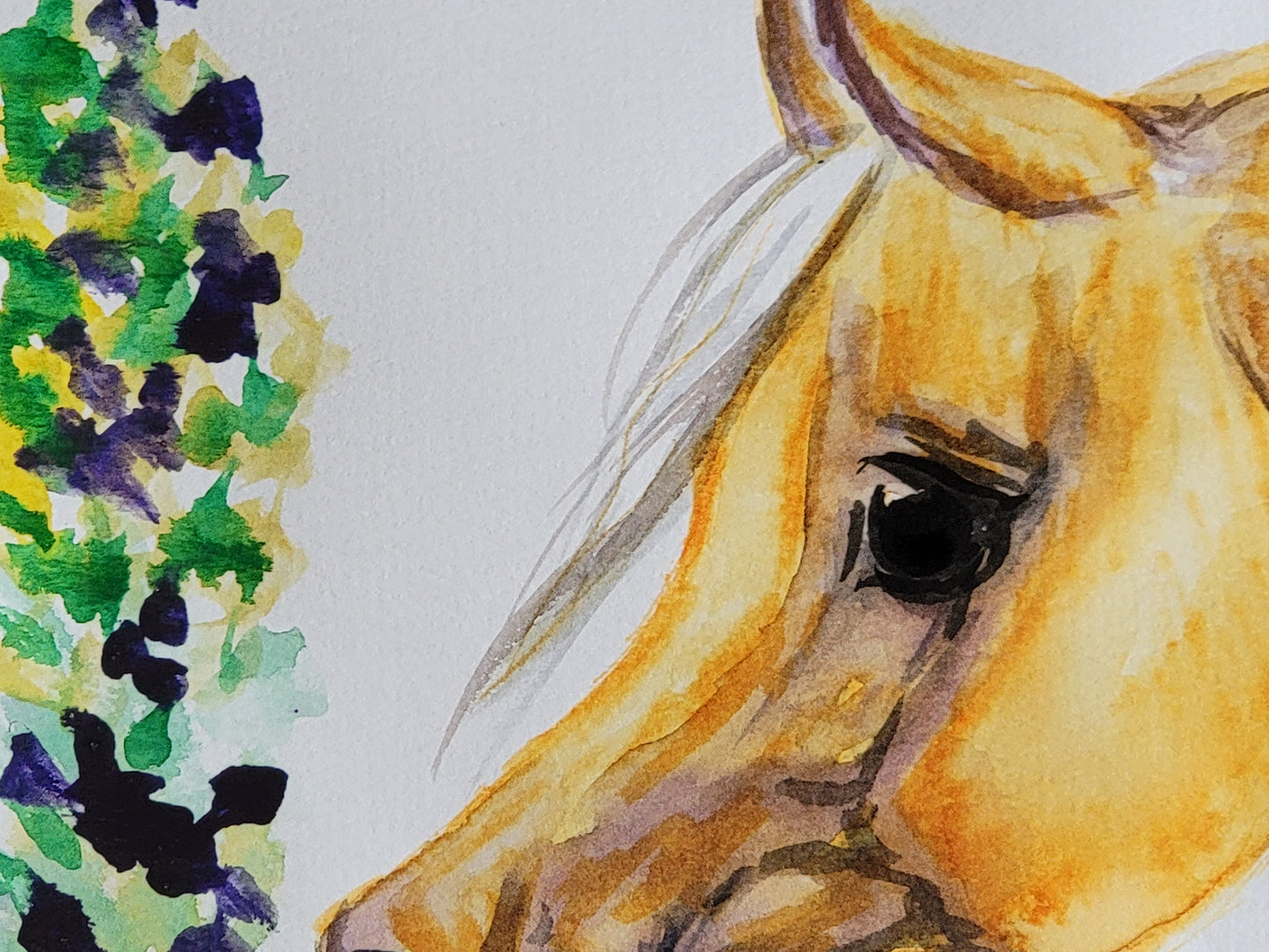 Palomino Horse Original Watercolor Painting 9x12"