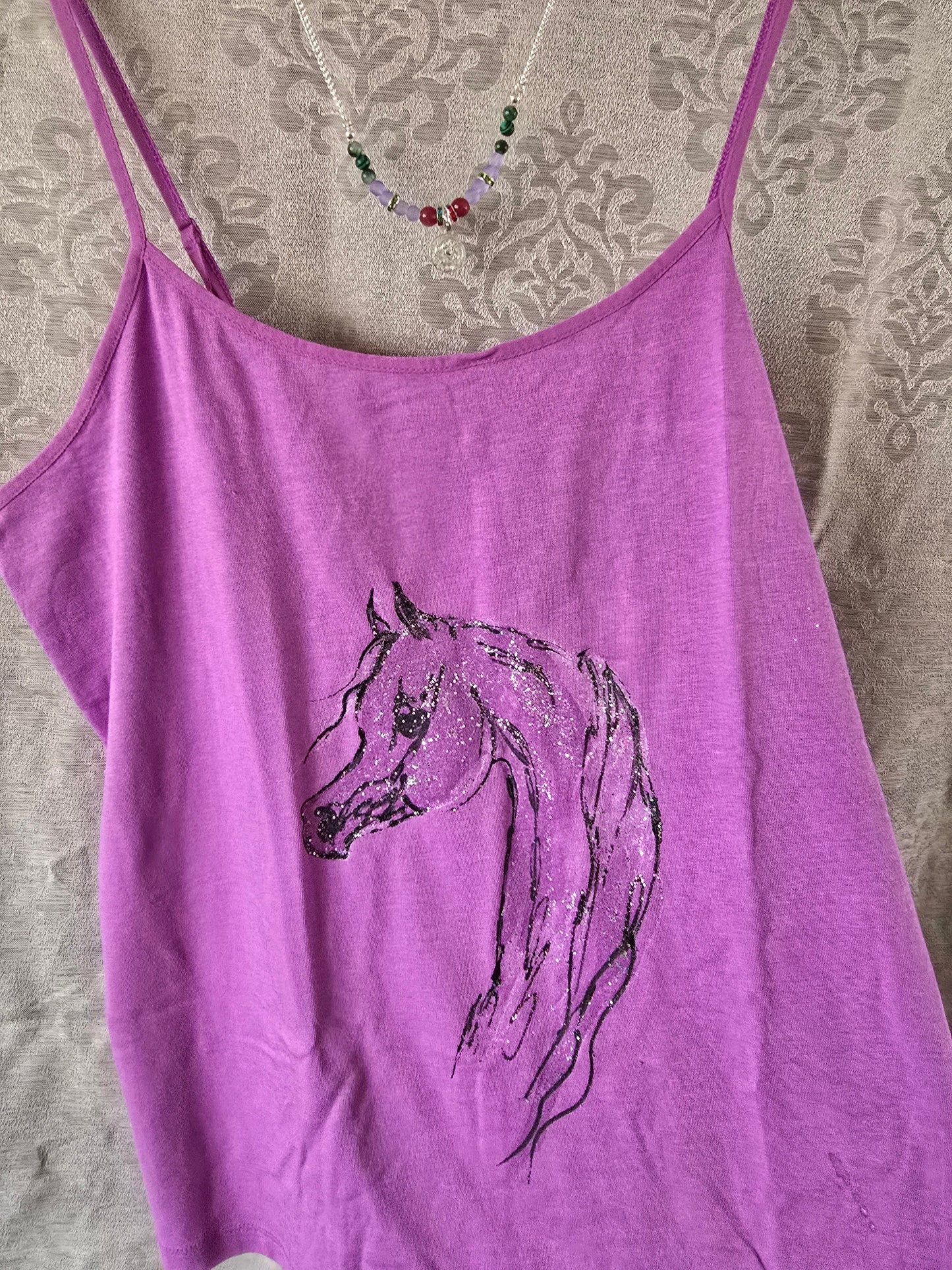 Hand-Painted Arabian Horse Cami — Original Wearable Art