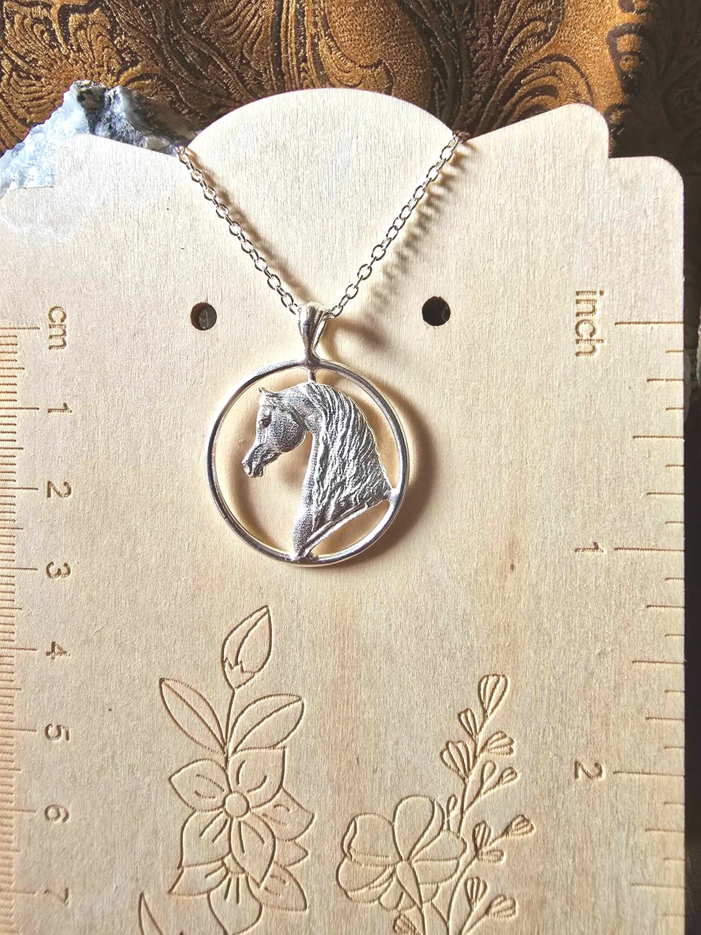 Sterling Silver Arabian Horse Circle Pendant