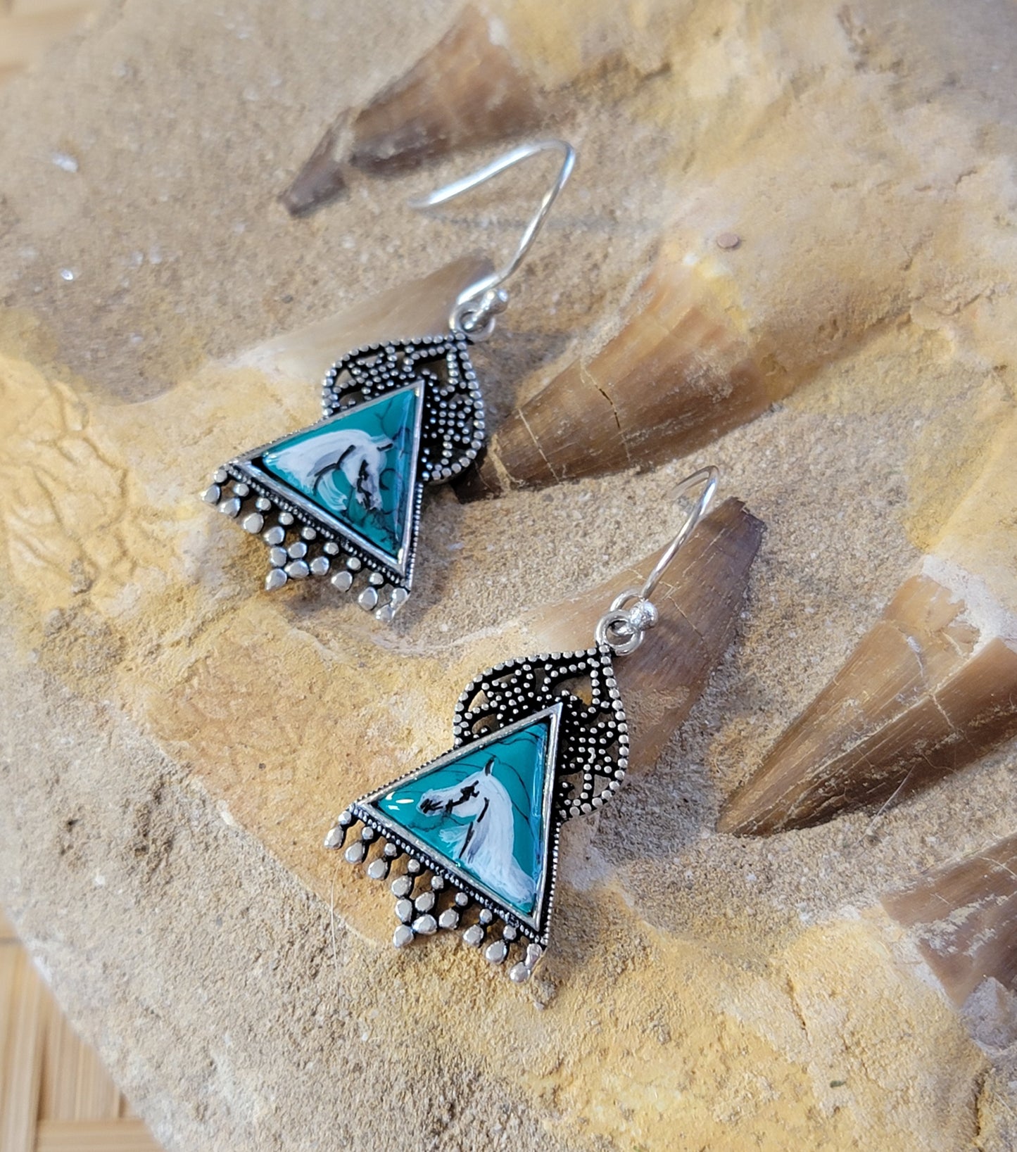 Tribal Bedouin Sterling Silver Arabian Horse earrings