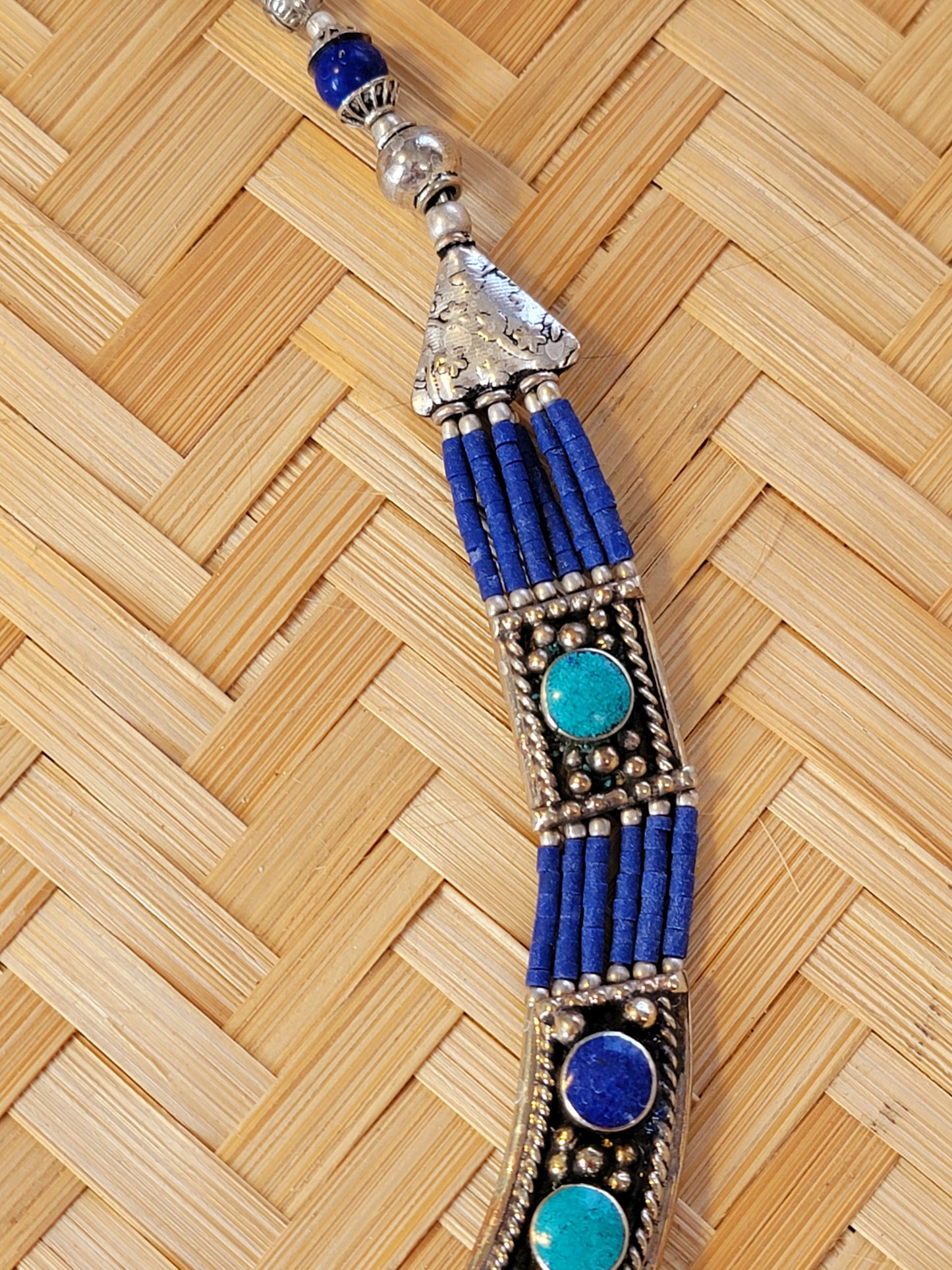 Sterling Silver Bedouin tribal Necklace Hand Painted Arabian Horse