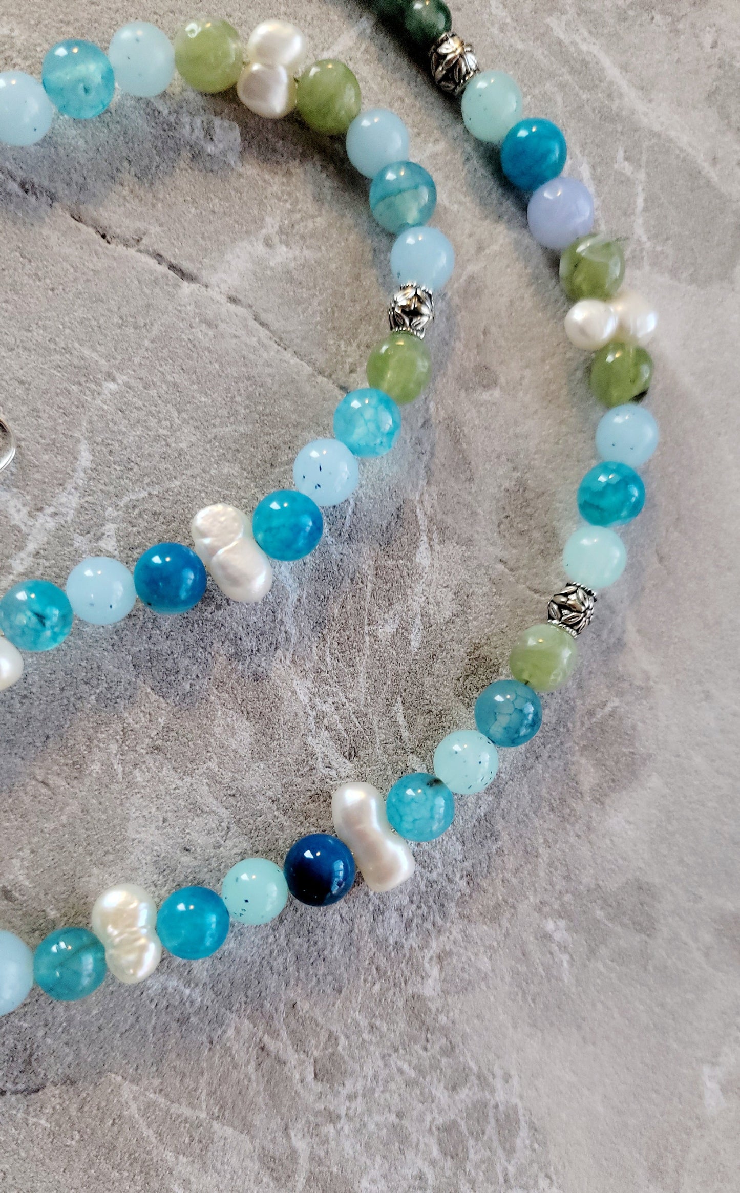 Beaded Gemstone Pewter Arabian Horse Necklace