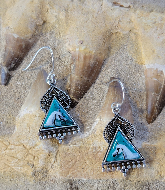 Tribal Bedouin Sterling Silver Arabian Horse earrings