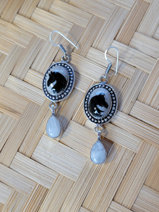 Sterling Silver Moonstone Arabian Horse Silhouette earrings