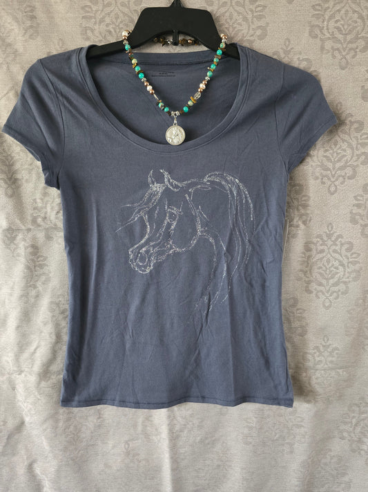 Hand-Painted Arabian Horse T-Shirt — Original Wearable Art
