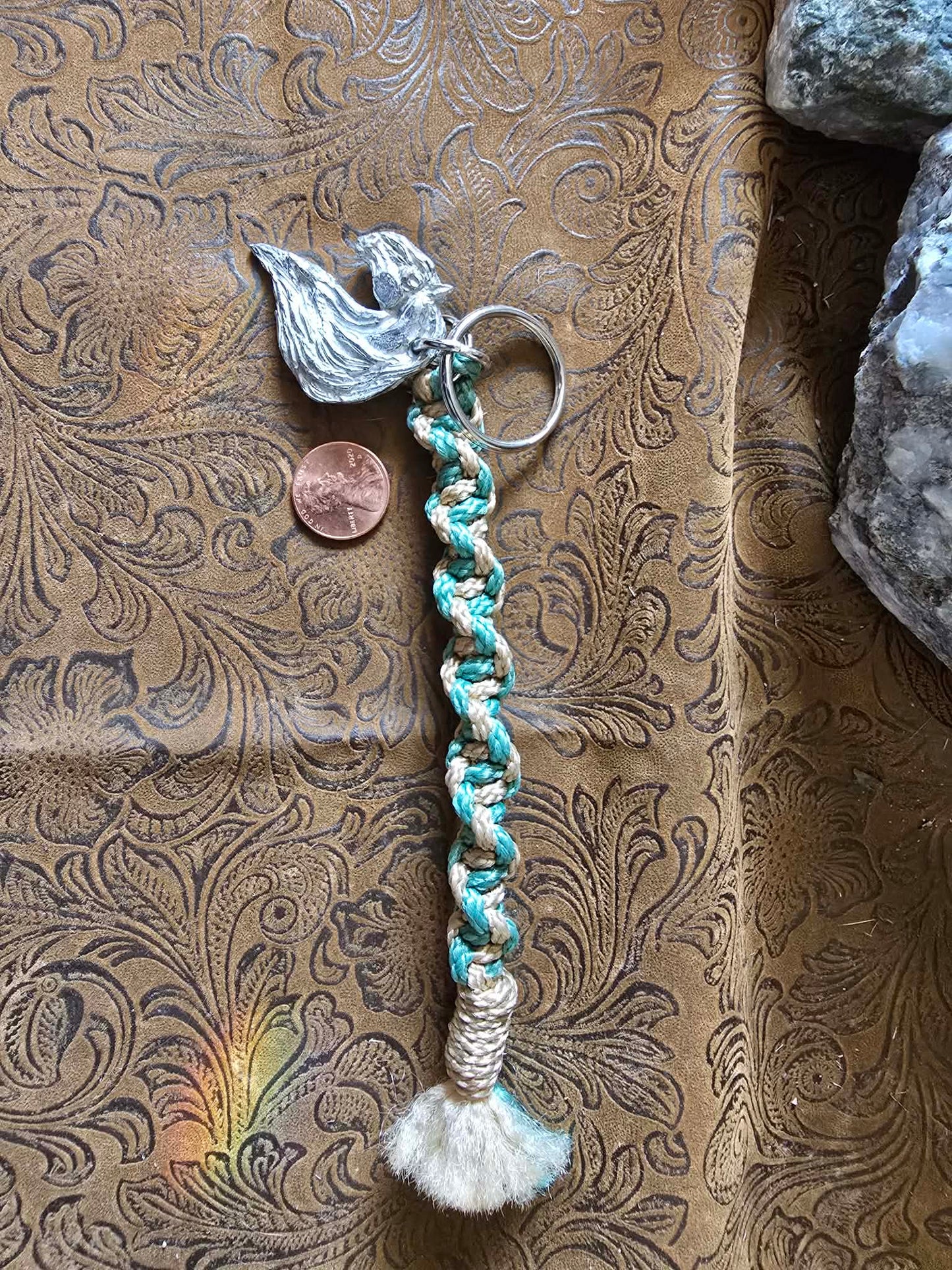 Fantasy Horse pewter Keychain Macrame lanyard