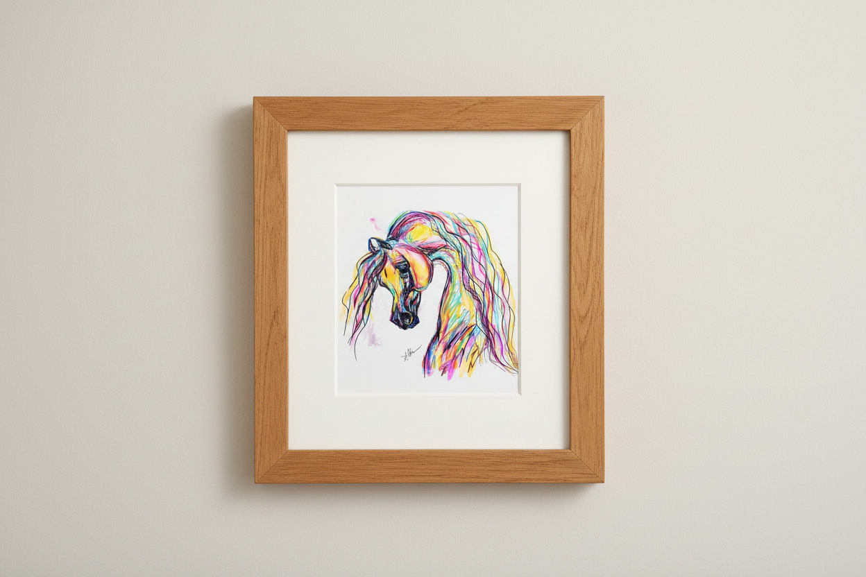 Dreaming in Color — Original 9x12" Multimedia Horse Painting
