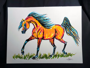 Fire & Wind — Original 9x12" Multimedia Horse Painting