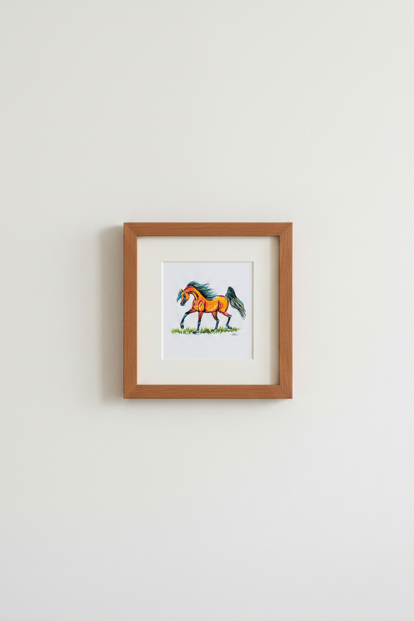 Fire & Wind — Original 9x12" Multimedia Horse Painting