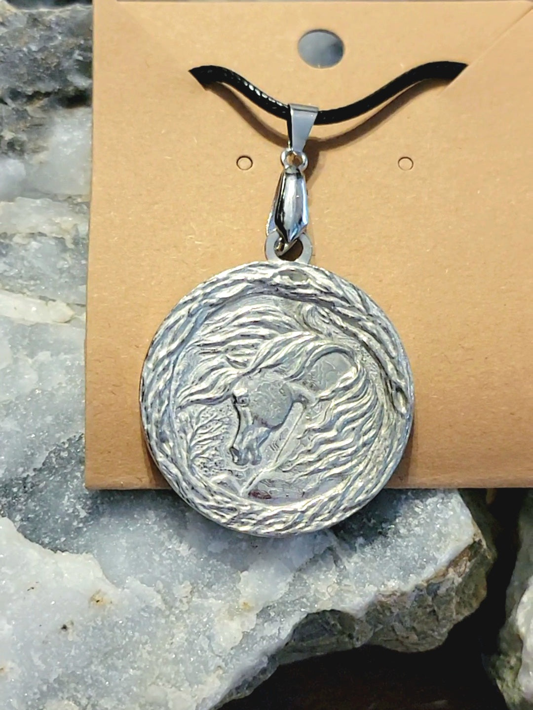 Pewter Arabian Horse Cherry Blossom Pendant