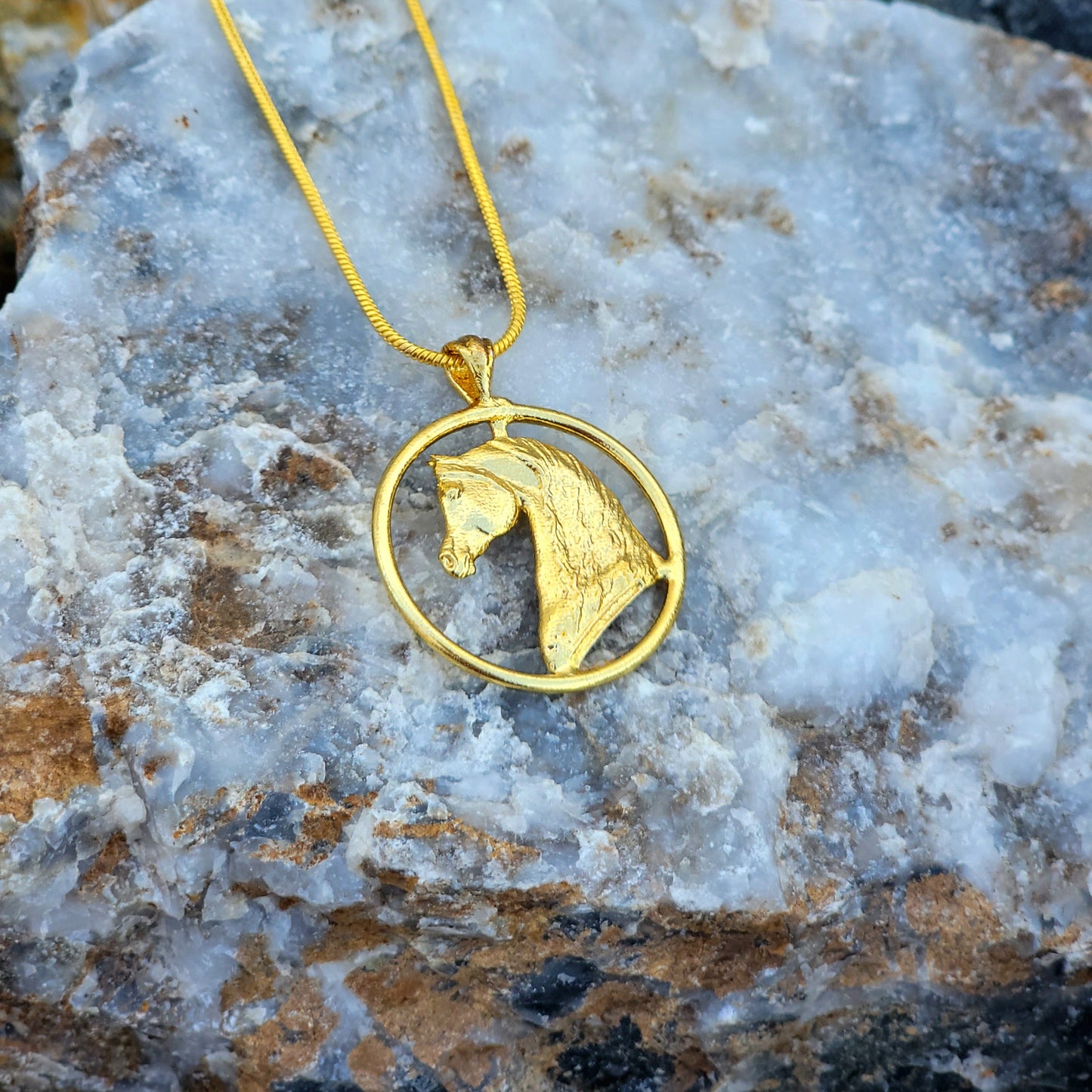 Arabian Horse Pendant – 18K Gold Over Brass
