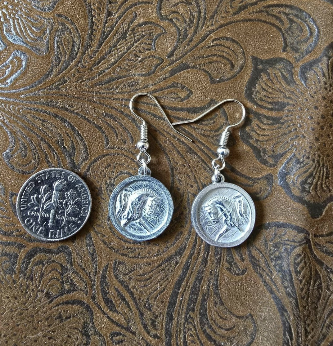 Dressage Horse Pewter Earrings Equestrian Jewelry Horse Earrings