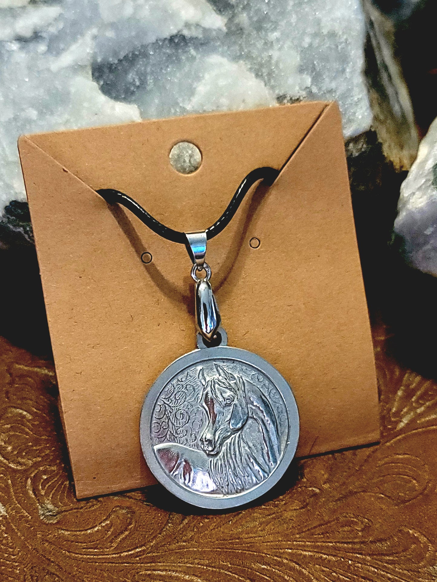 Sweet Mare Arabian Horse Pewter Pendant Necklace