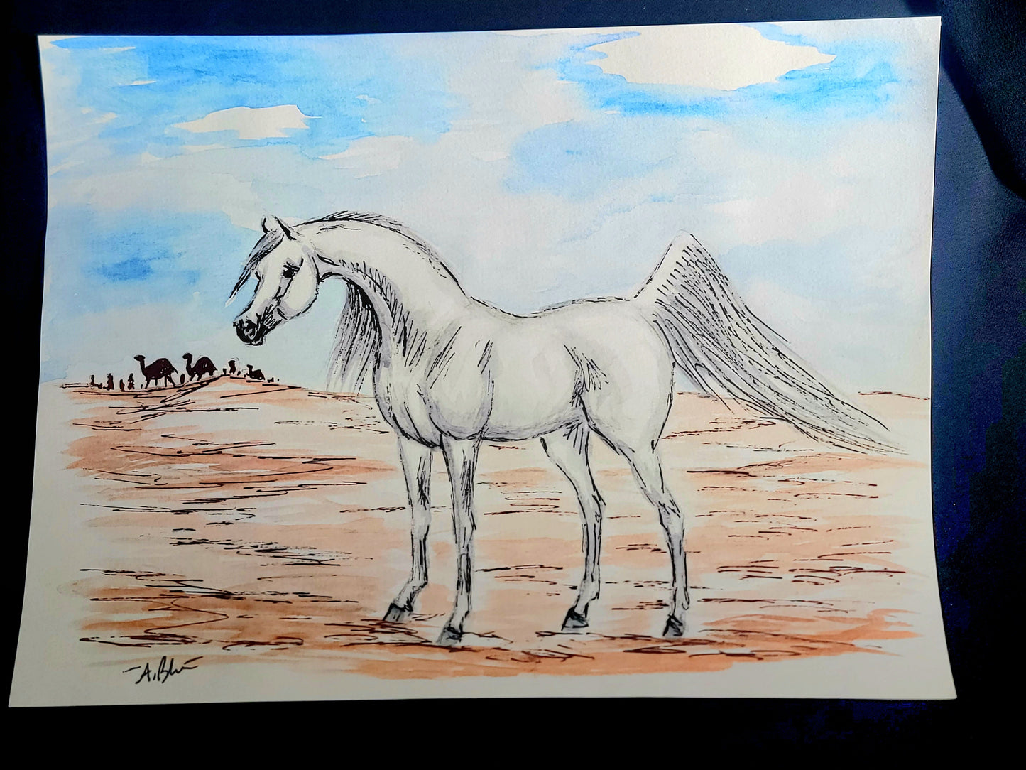 Desert King — Original Ink & Watercolor Painting