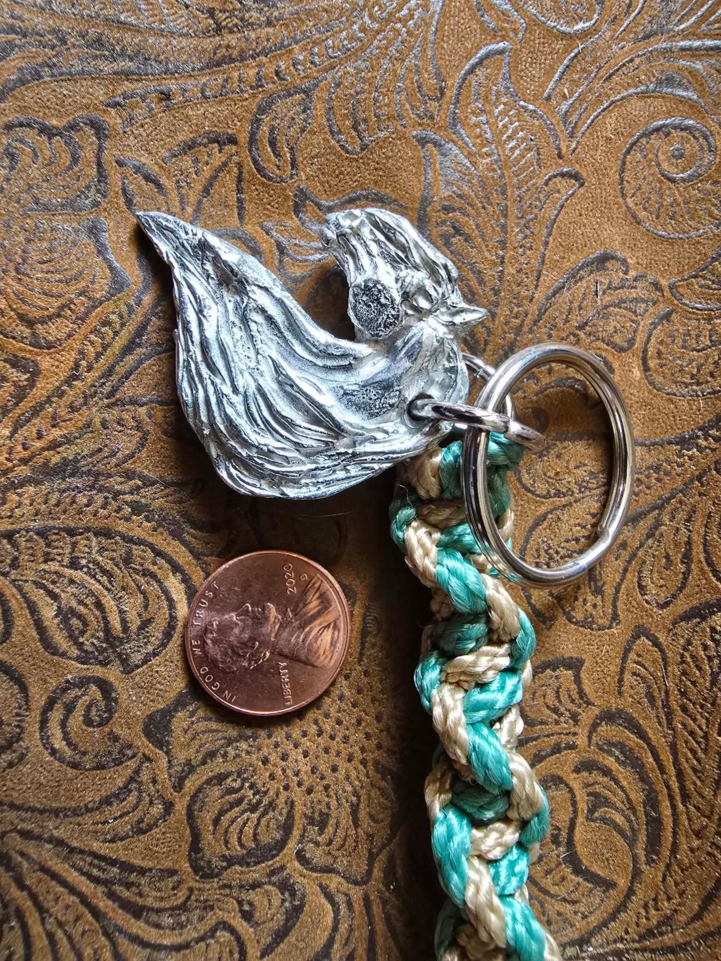 Fantasy Horse pewter Keychain Macrame lanyard