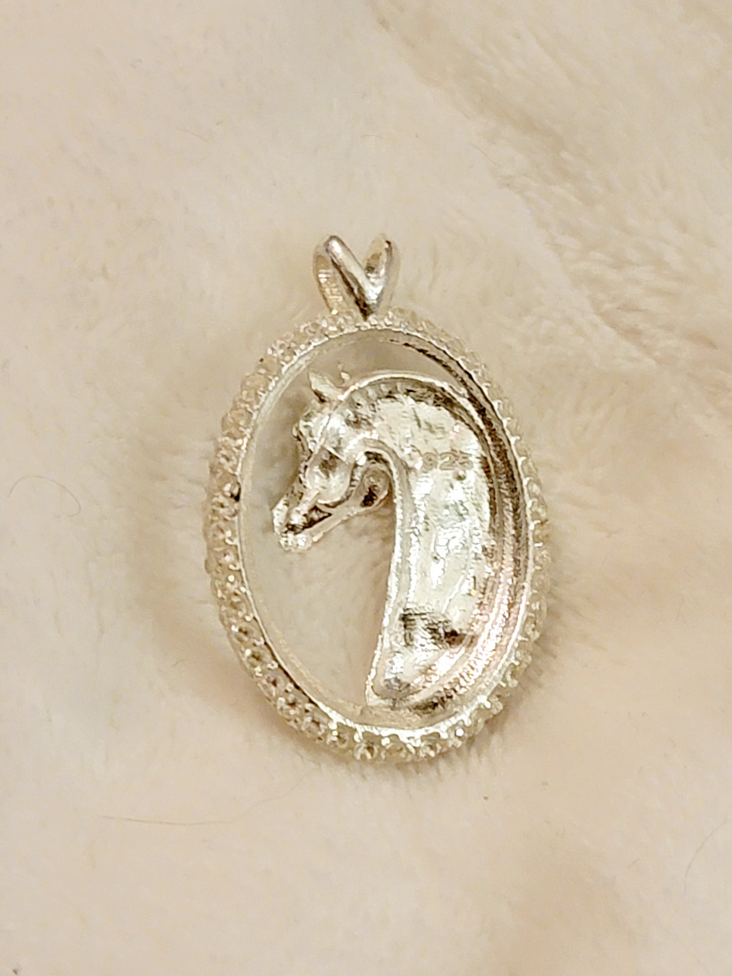 Sterling Silver Arabian Horse CZ Diamond Pendant