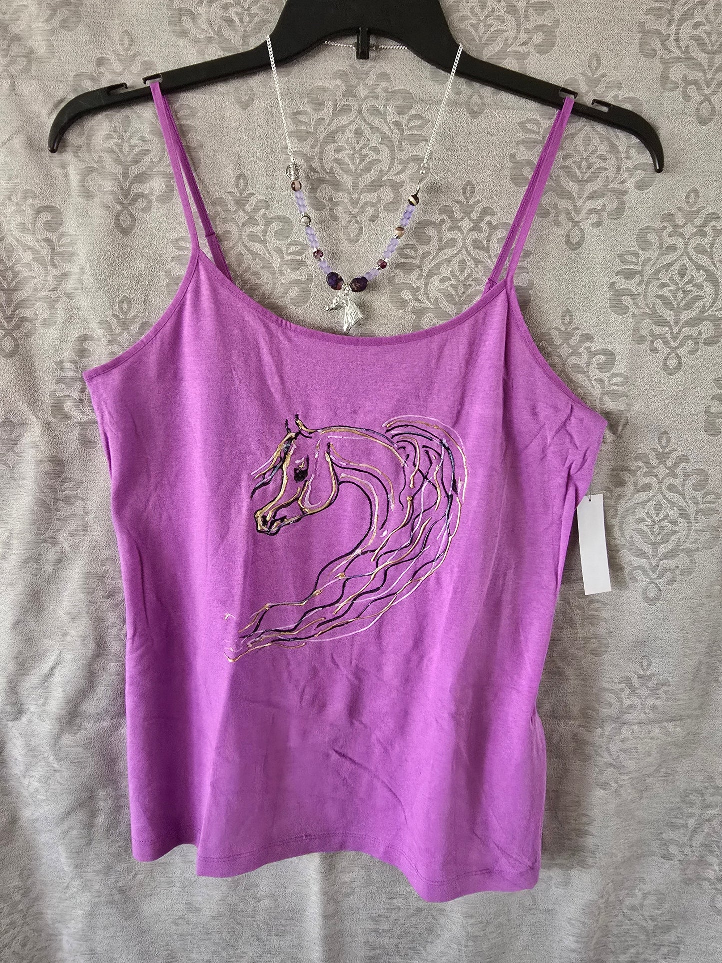 Hand-Painted Arabian Horse Cami — Original Wearable Art
