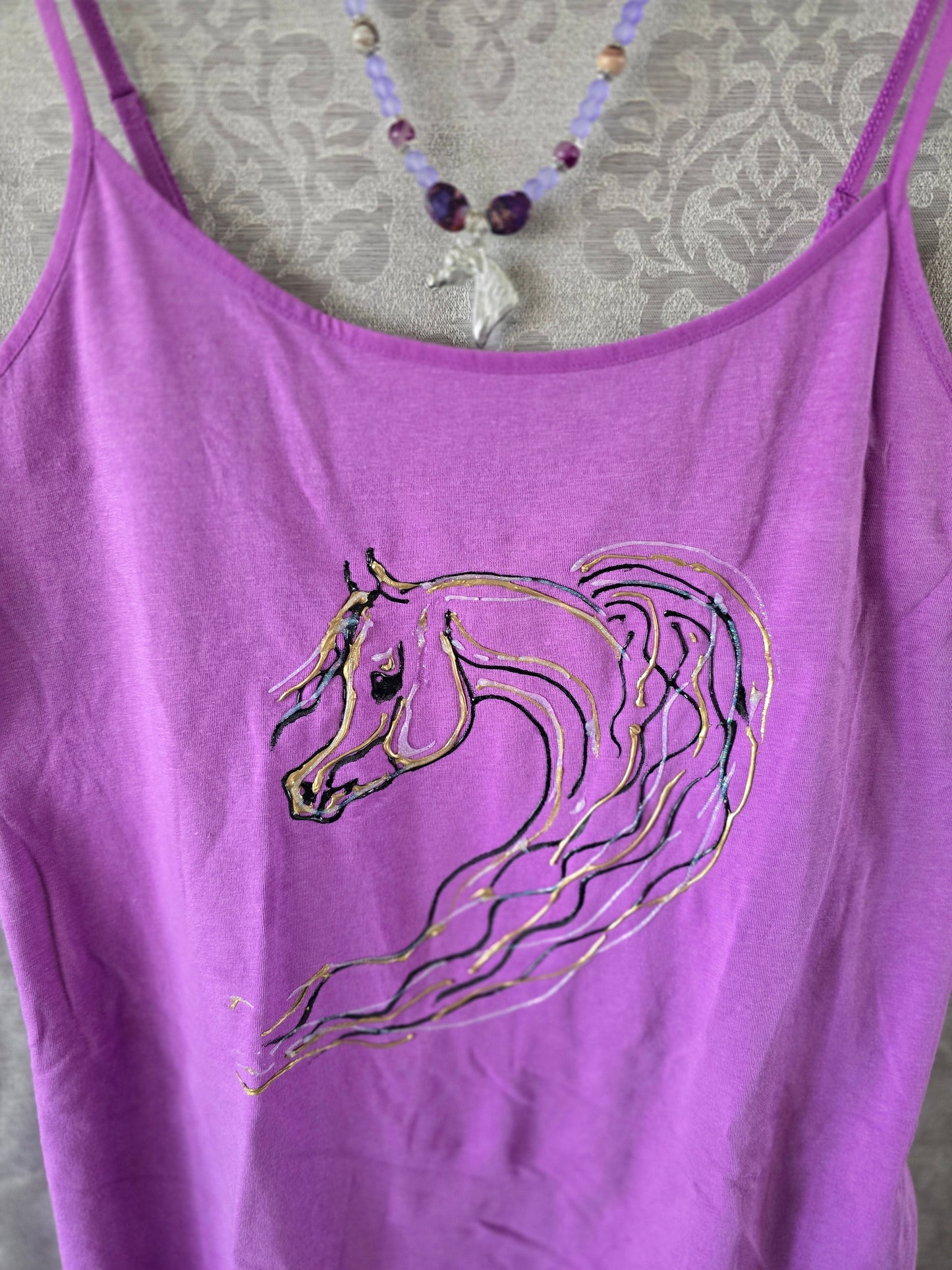 Hand-Painted Arabian Horse Cami — Original Wearable Art