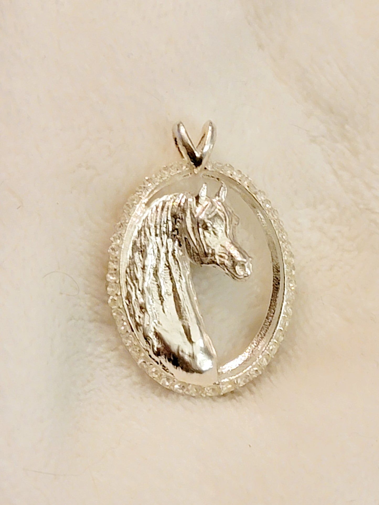 Sterling Silver Arabian Horse CZ Diamond Pendant
