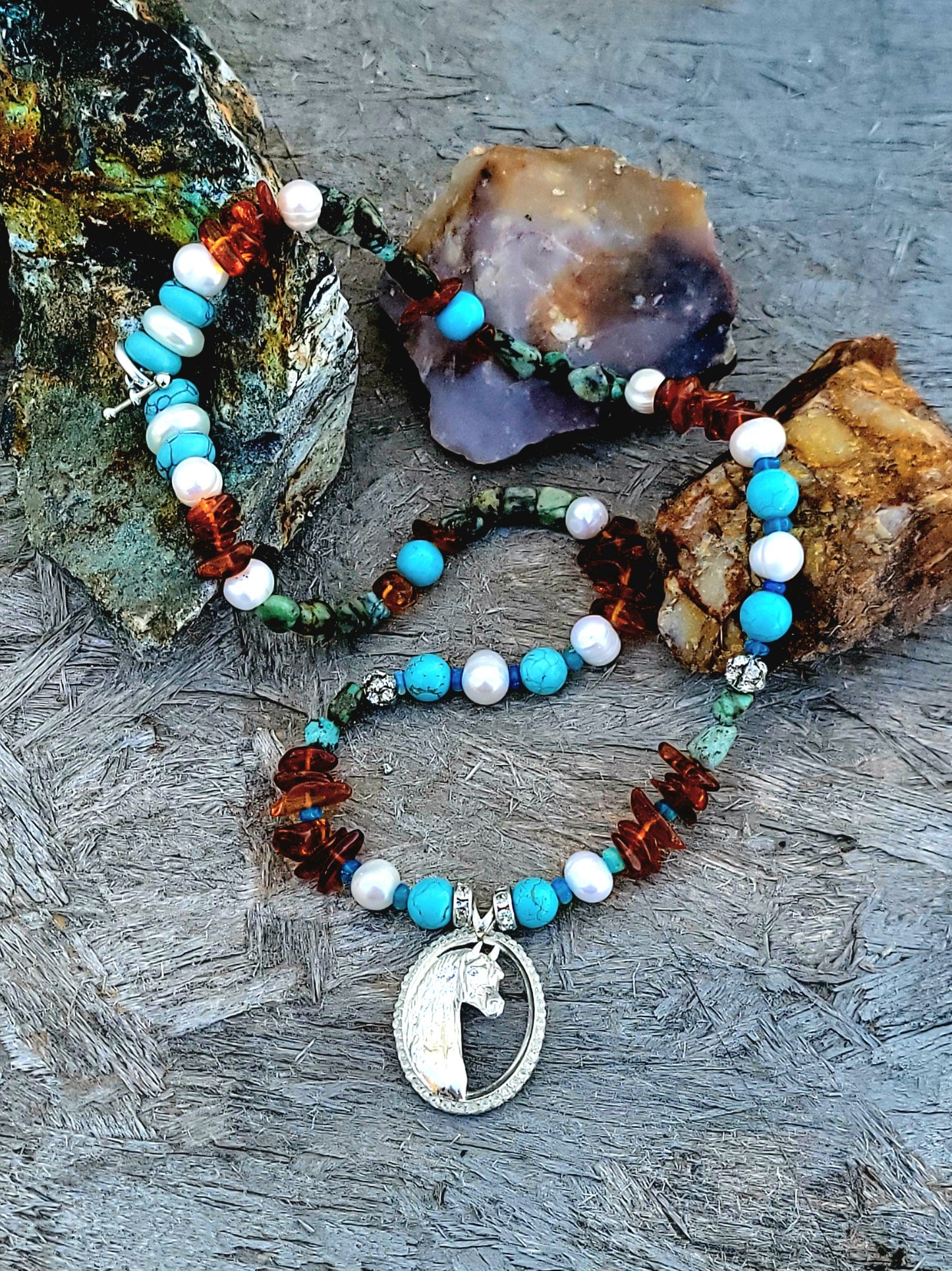 Sterling Silver CZ Arabian Horse Gemstone Necklace
