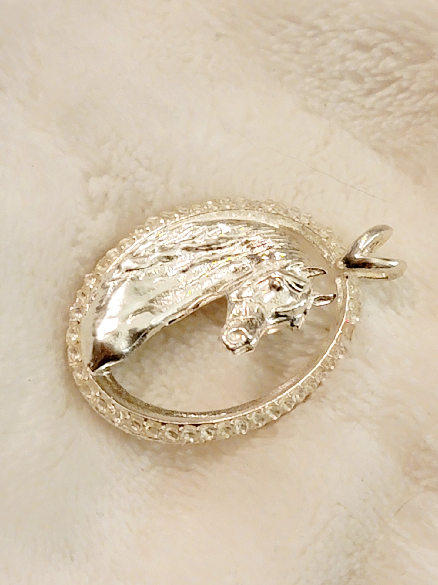 Sterling Silver Arabian Horse CZ Diamond Pendant