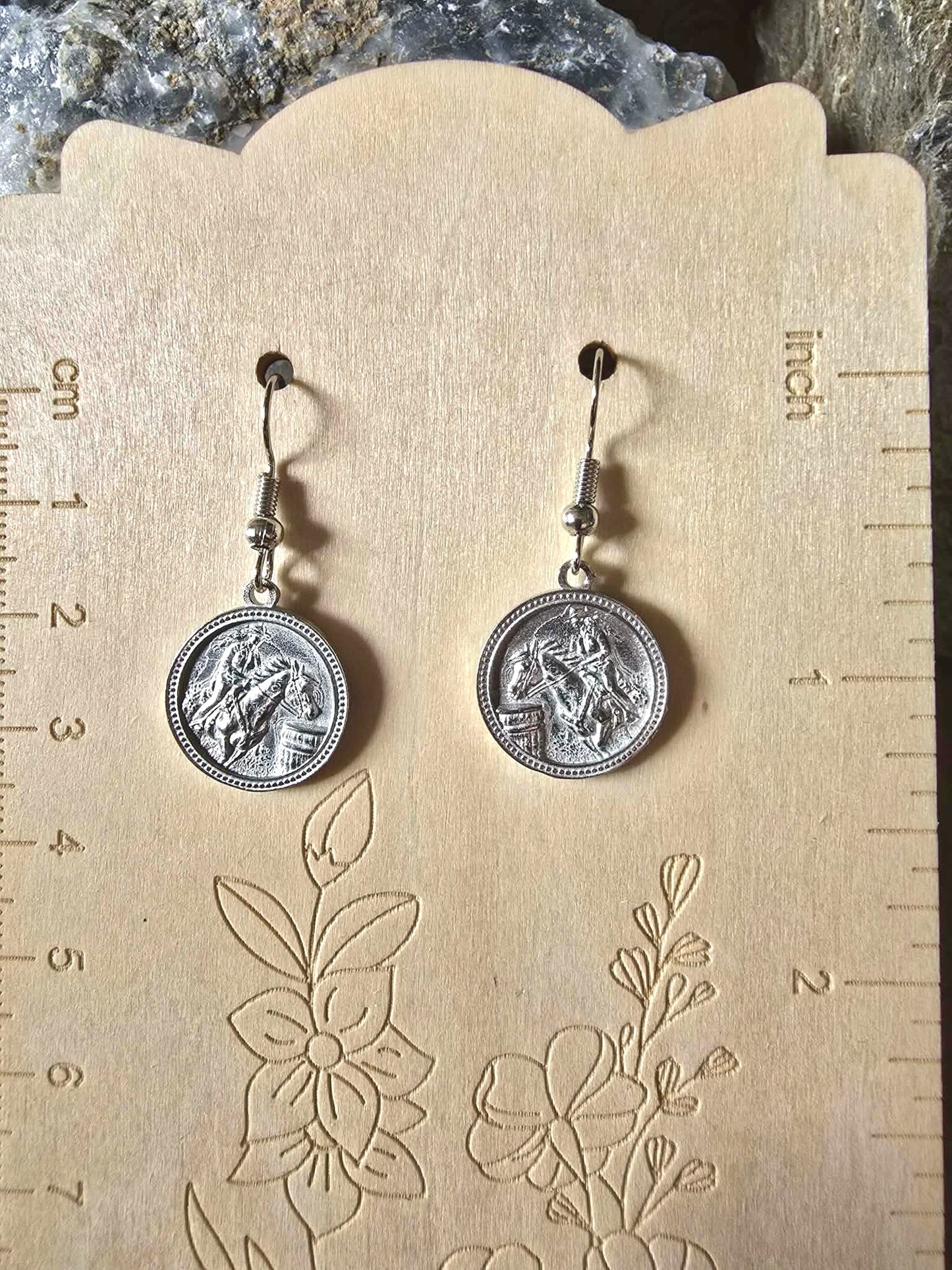 BARREL Racer Horse Earrings western luxury pewter jewelry