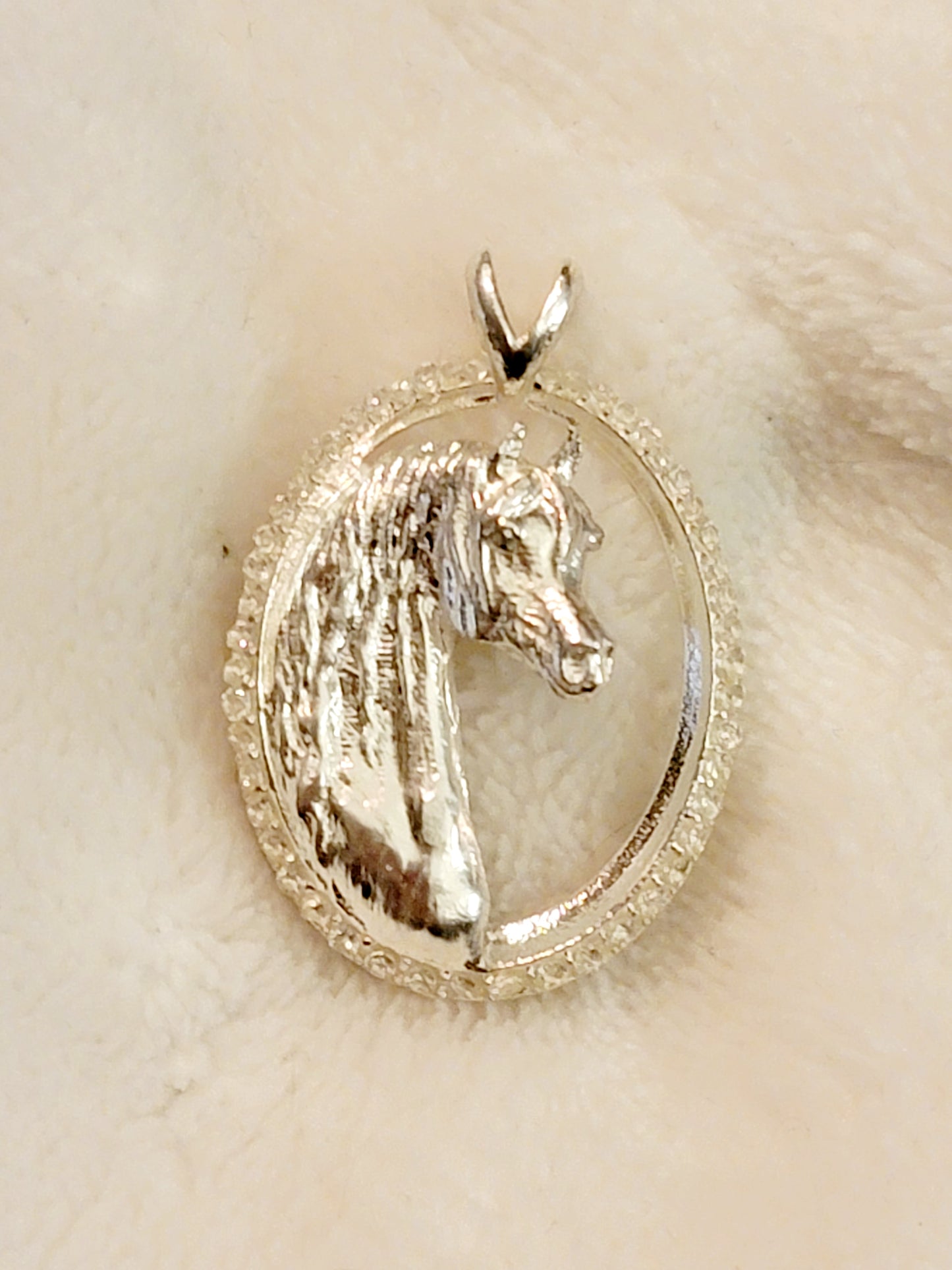 Sterling Silver Arabian Horse CZ Diamond Pendant