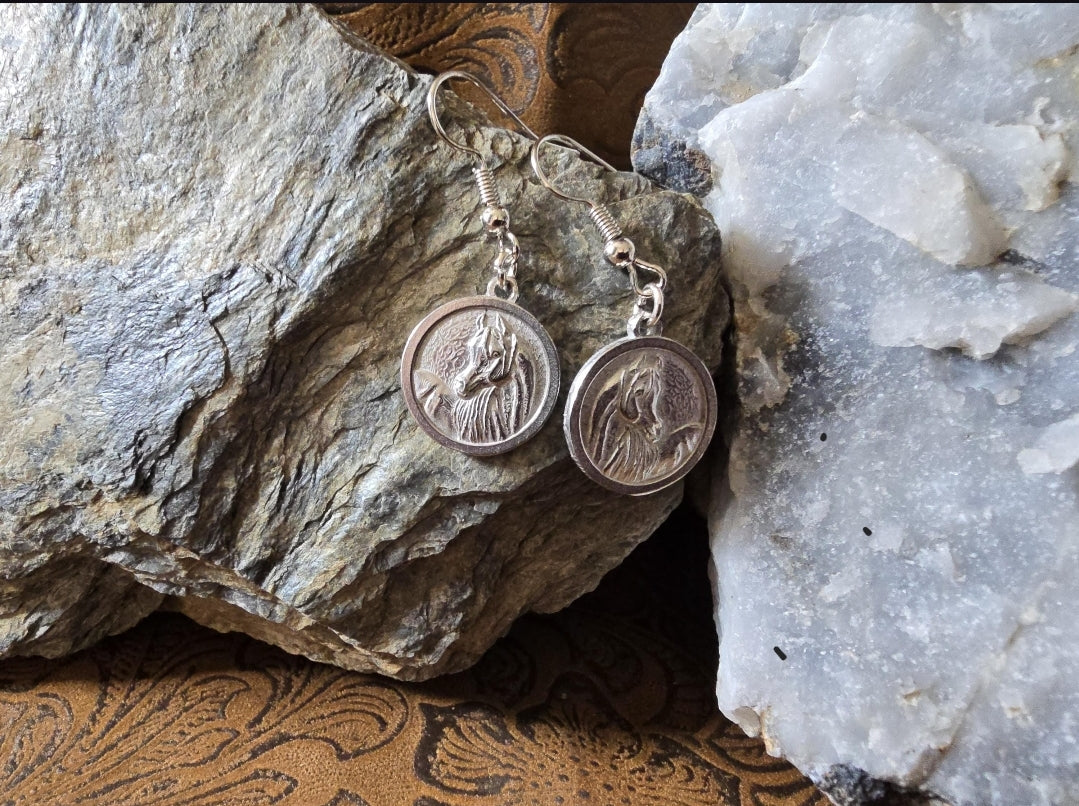 Arabian Horse "Sweet Mare" Pewter Dangle Earrings