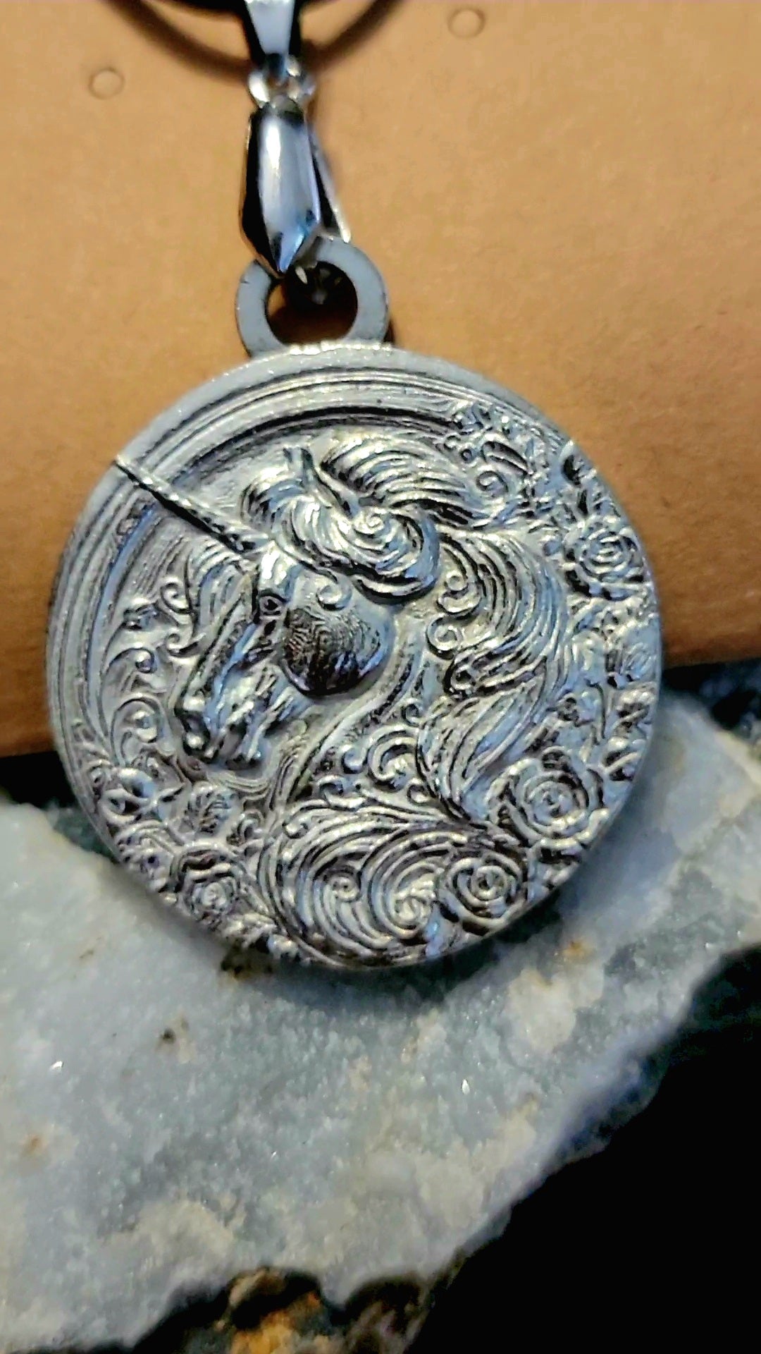 Pewter Unicorn Pendant Necklace Horse jewelry