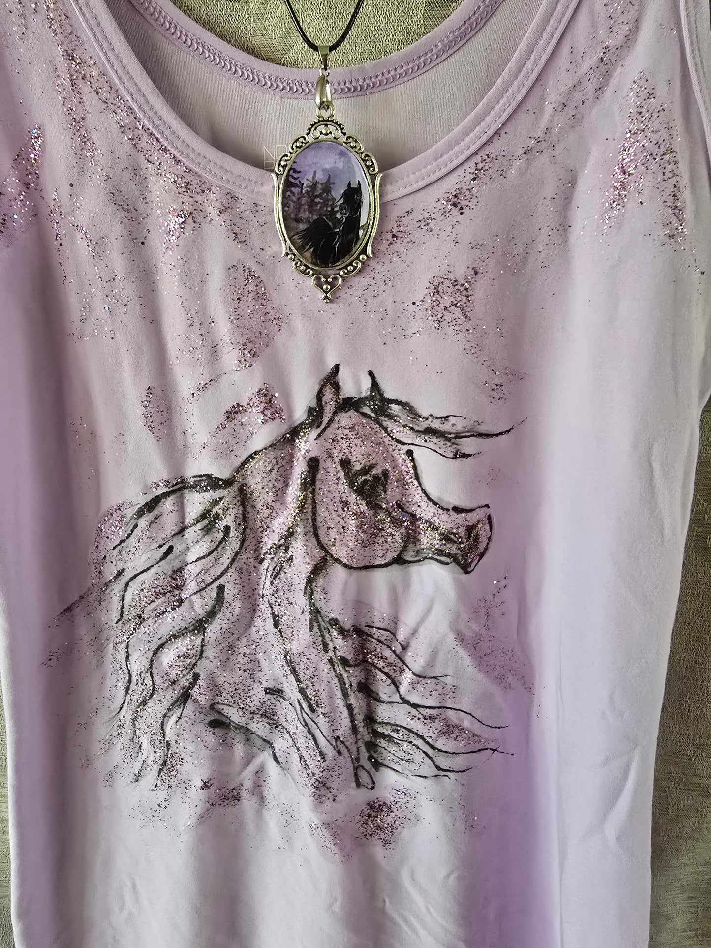Hand-Painted Arabian Horse Tank — Original Wearable Art
