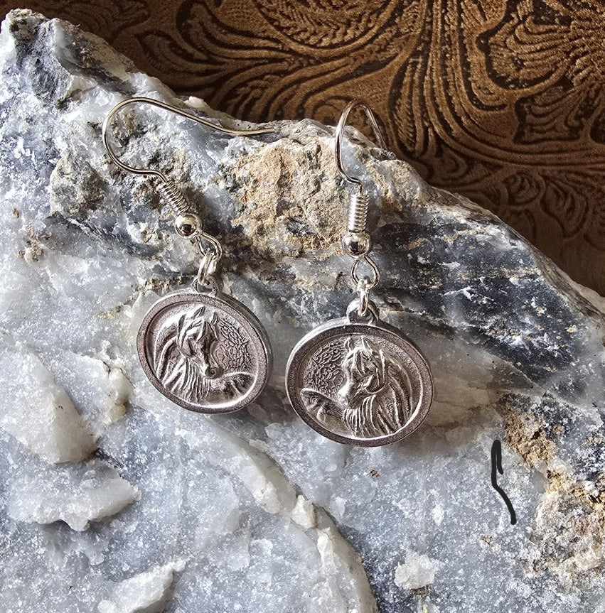 Arabian Horse "Sweet Mare" Pewter Dangle Earrings