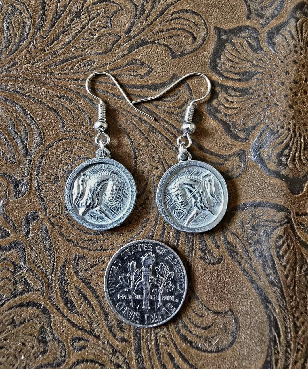 Dressage Horse Pewter Earrings Equestrian Jewelry Horse Earrings