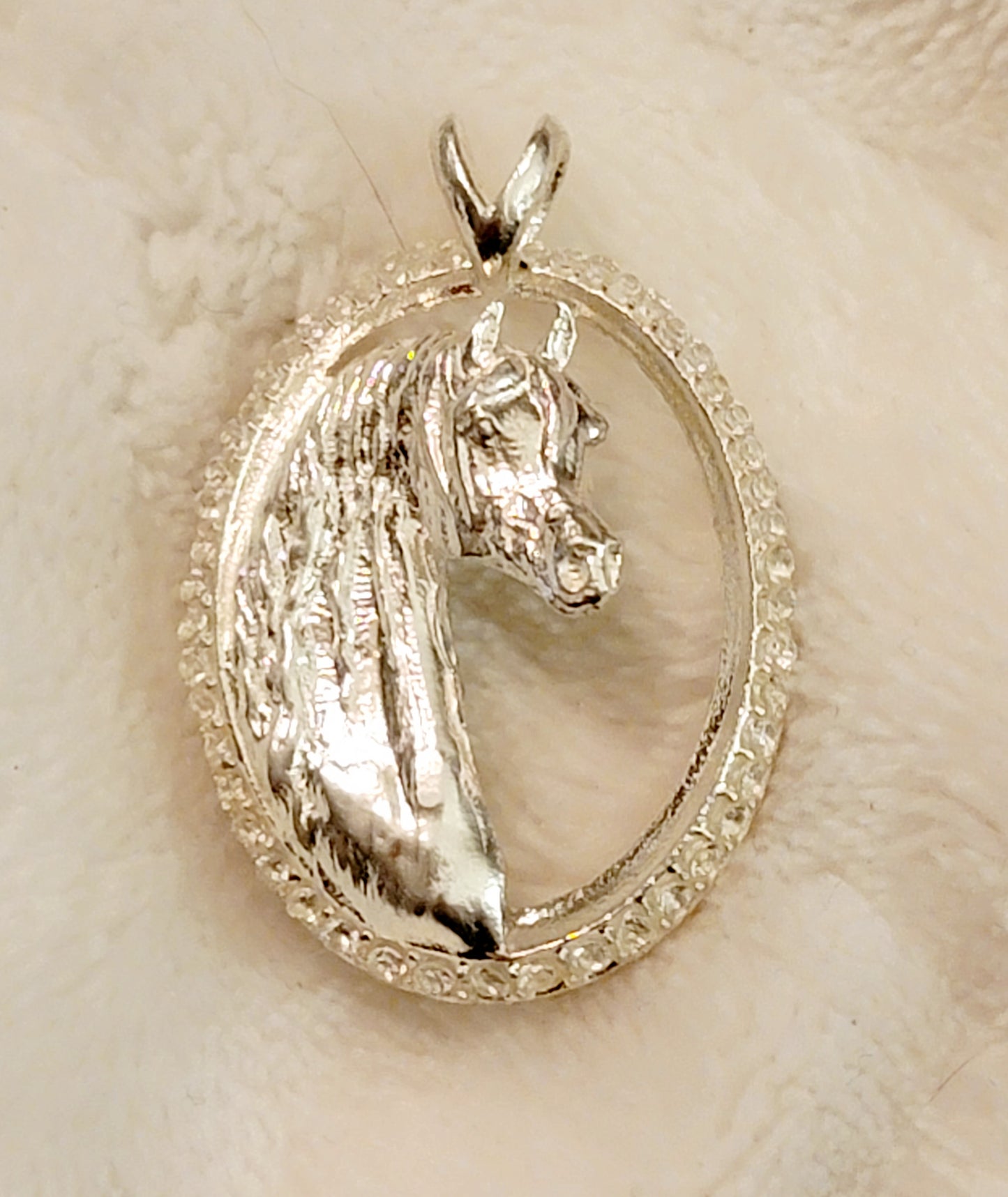 Sterling Silver Arabian Horse CZ Diamond Pendant