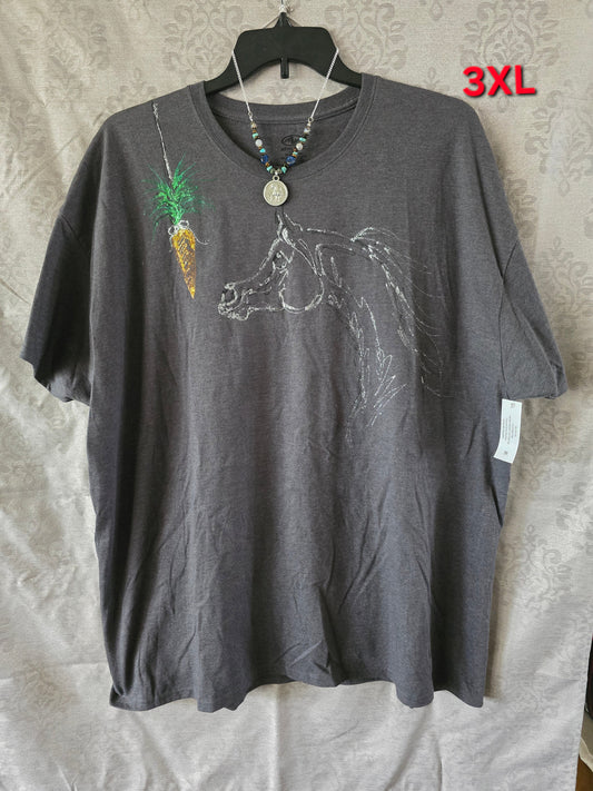 Horse Glitter Art T-Shirt – Charcoal Gray 3XL