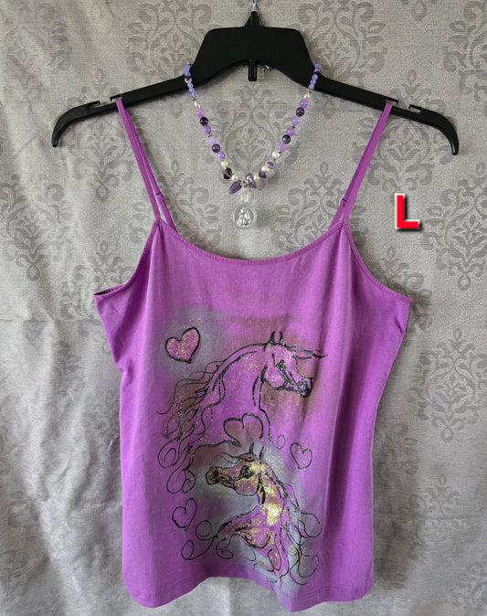 Hand-Painted Arabian Horse Duo Cami — Original Wearable Art