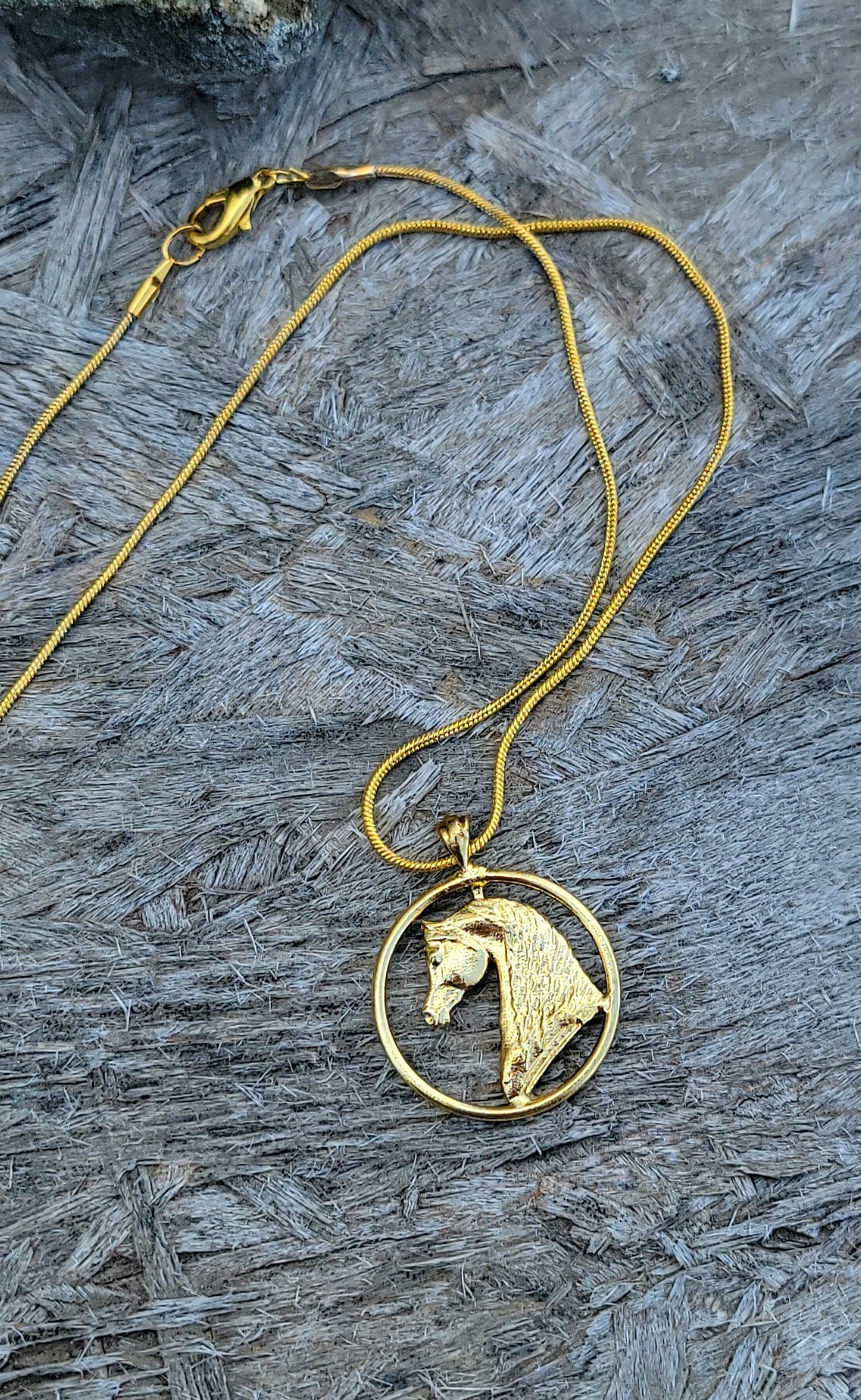 Arabian Horse Pendant – 18K Gold Over Brass