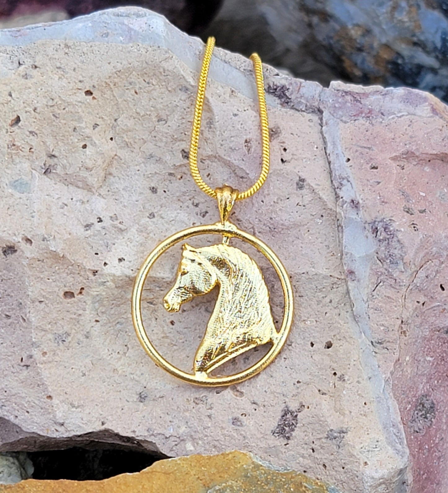 Arabian Horse Pendant – 18K Gold Over Brass