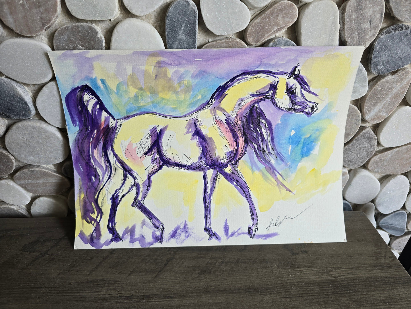 Arabian Horse Original Watercolor Painting 9x12”