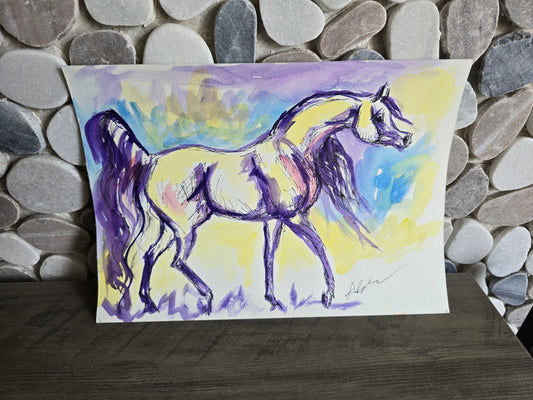 Arabian Horse Original Watercolor Painting 9x12”