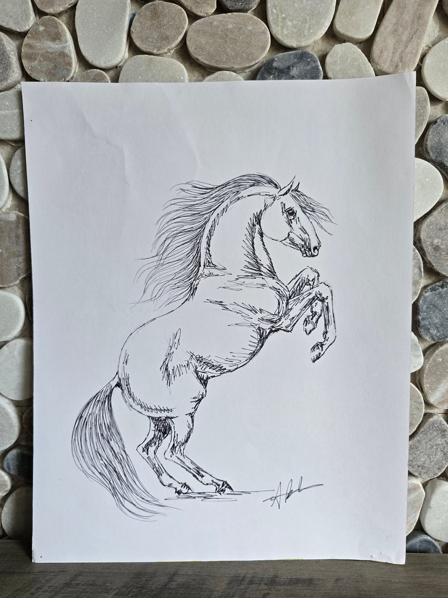 Rise — Original Roman Horse Ink Pen Drawing