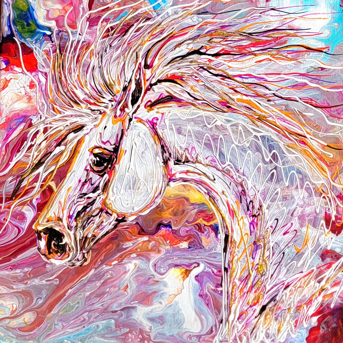 Wild Spirit — Original Arabian Horse Acrylic Painting 14×14"