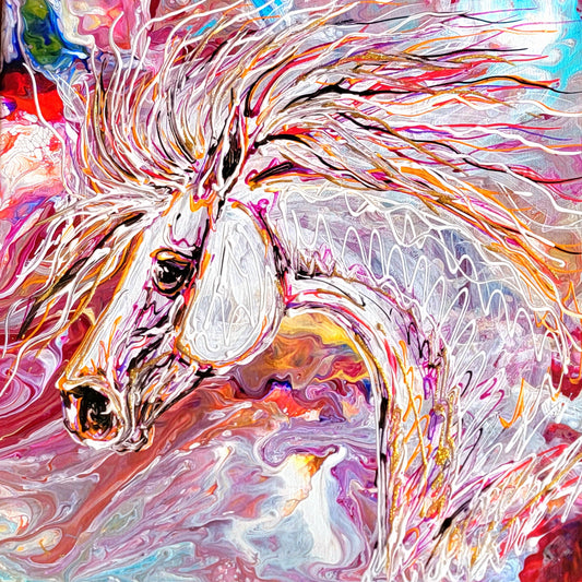 Wild Spirit — Original Arabian Horse Acrylic Painting 14×14"