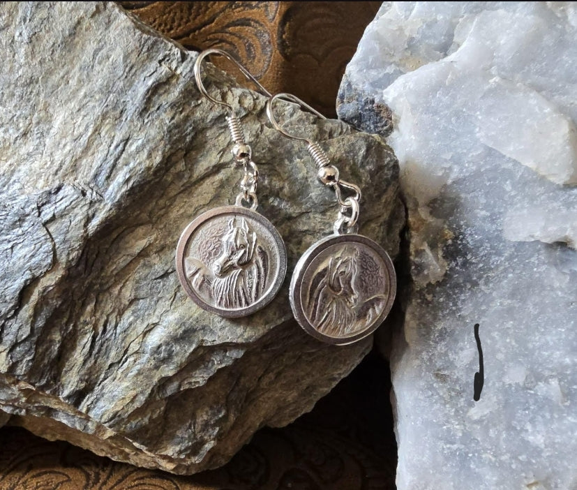 Arabian Horse "Sweet Mare" Pewter Dangle Earrings